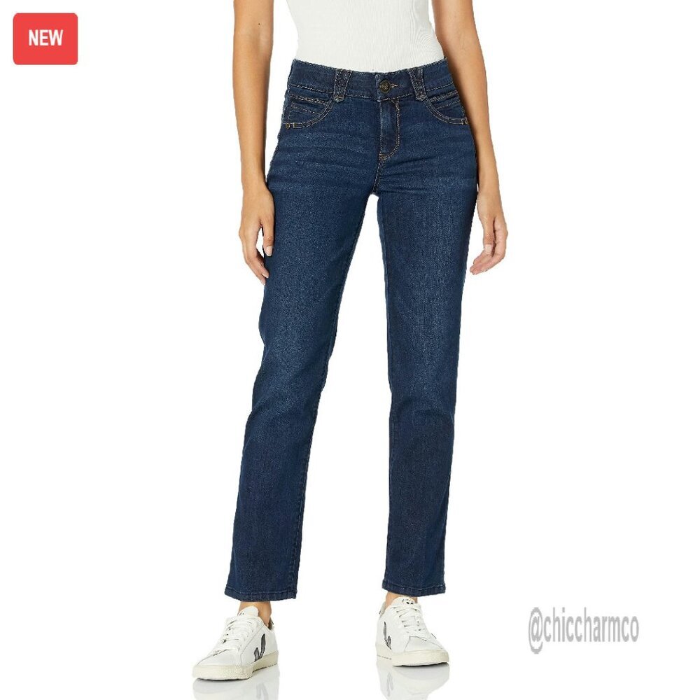 Petite Straight Leg Jeans with Ab Solution Slimming Panels & Stretch Denim